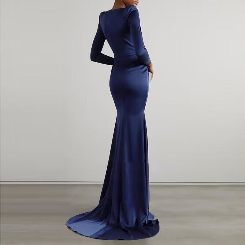 VIBUE Ruffled Hem Evening Dress Gown