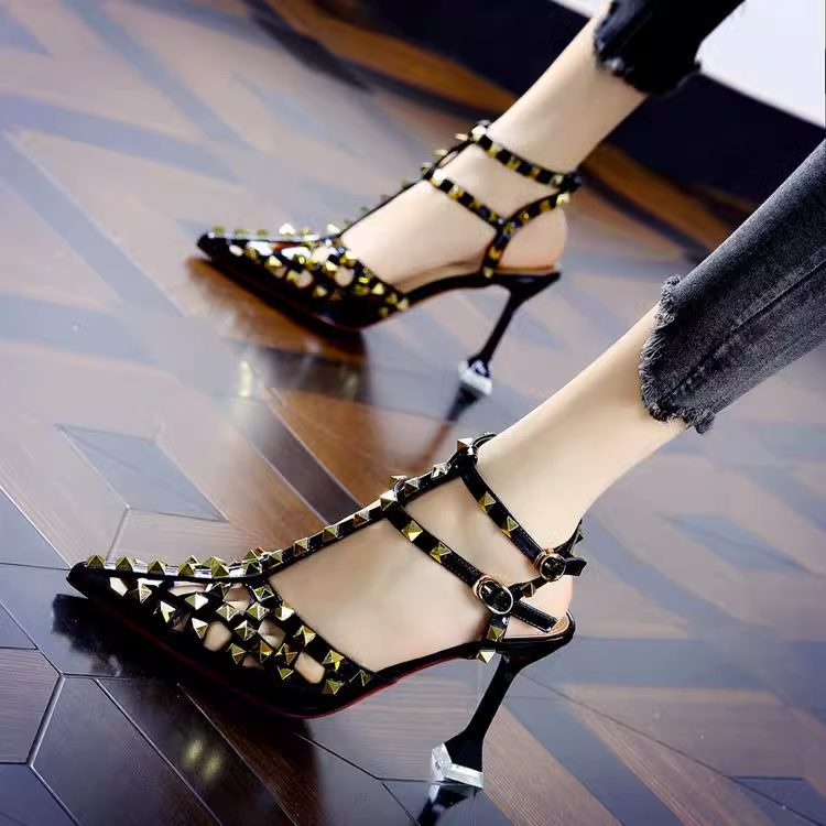 BULEN Studded Mid Heel Sandals - 8.5cm