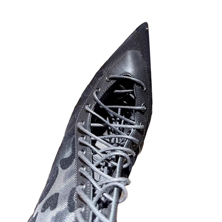FCITU Printed Lace Up High Heel Ankle Boots
