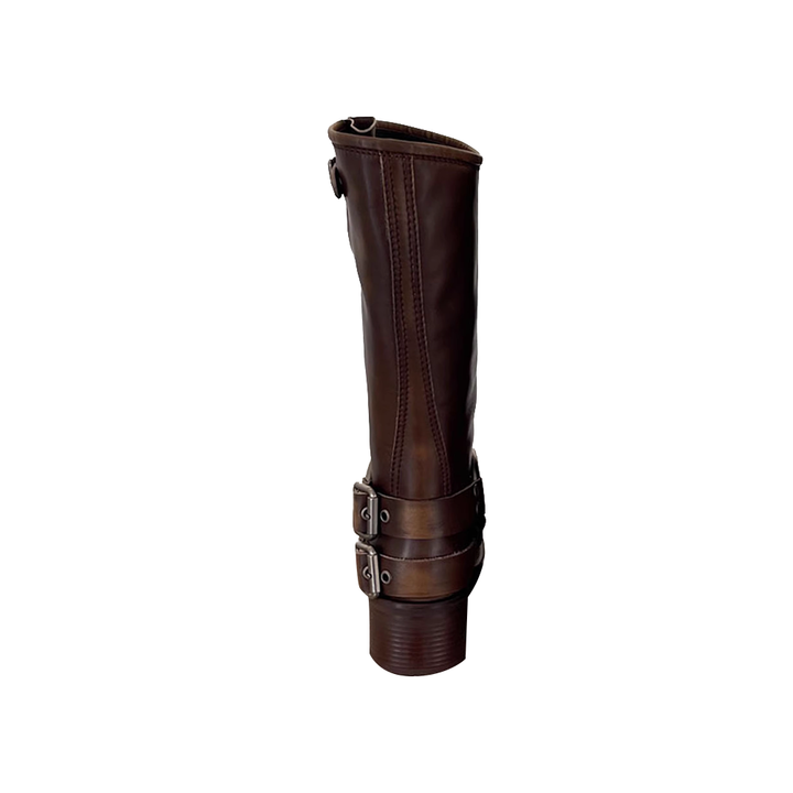 HAUGA Buckled Leather Knee High Boots
