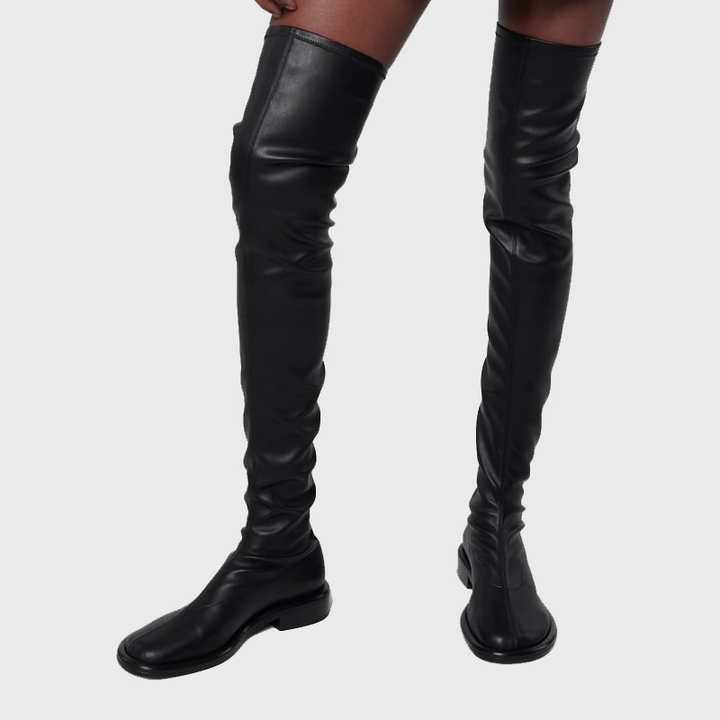 HENCA Leather Flat Knee High Boots