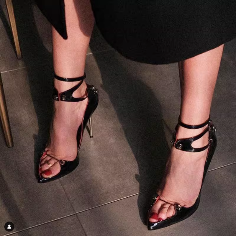 HENOD Ankle Strap High Heel Sandals