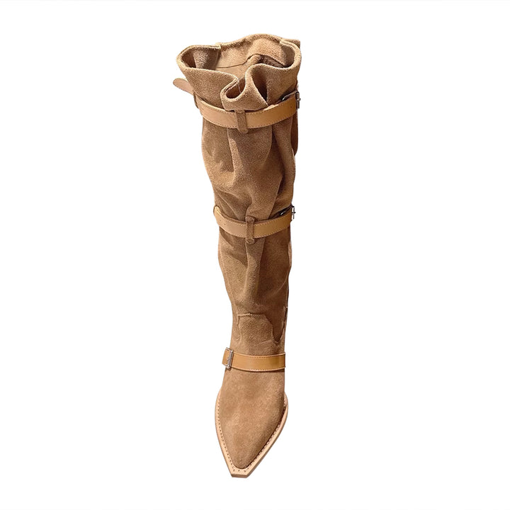 HUSIB Buckled Knee High Boots