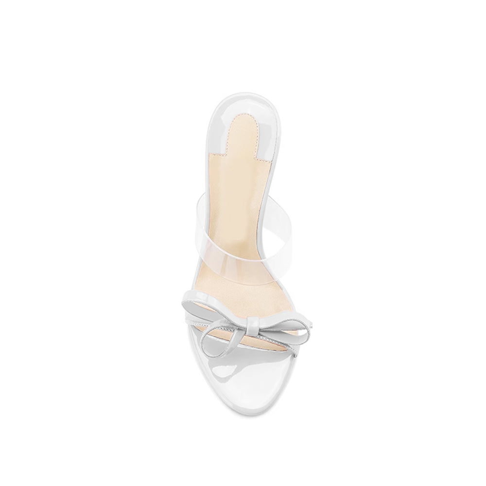 JODIY Bow PVC Mules Sandals - 10cm