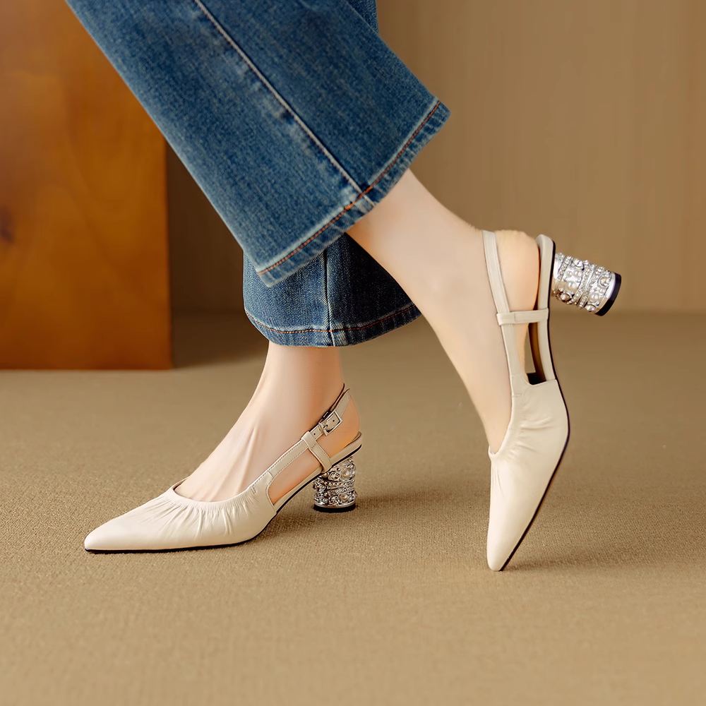 JUVCA Slingback Block Heel Sandals