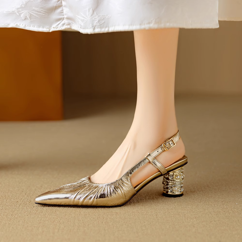 JUVCA Slingback Block Heel Sandals