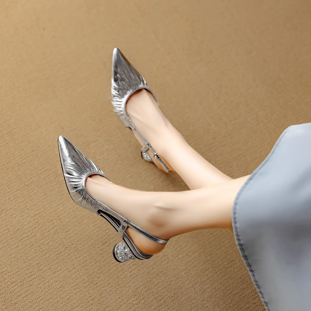 JUVCA Slingback Block Heel Sandals