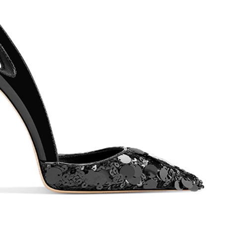 KEMJA Sequinned Cut Out Mid Heel Pumps - 6cm