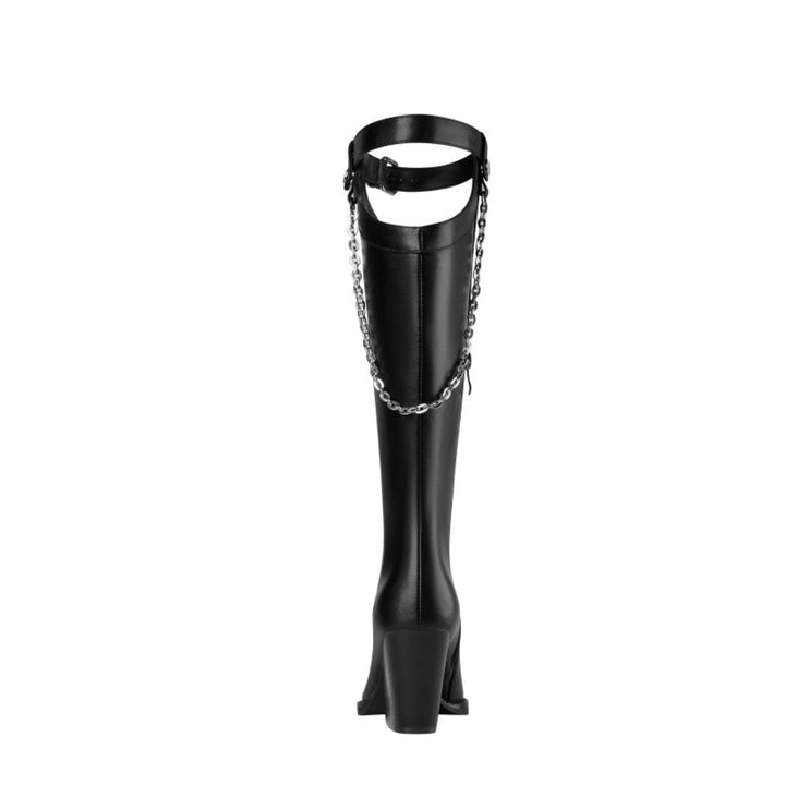 LUINO Chain Embellished Knee High Boots