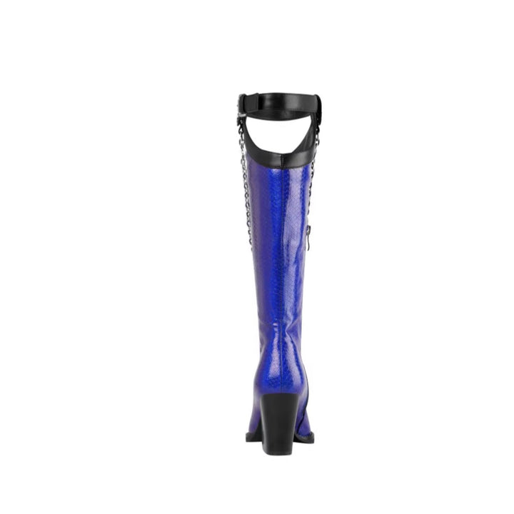 LUINO Chain Embellished Knee High Boots