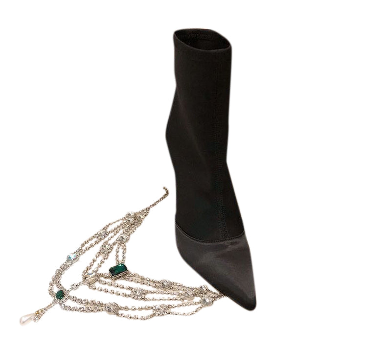 MATUE Diamante Embellished High Heel Ankle Boots