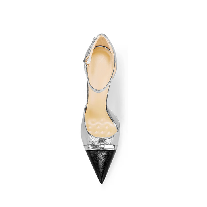 METTI Bi-Color Ankle Strap Mid Heel Sandals - 8cm