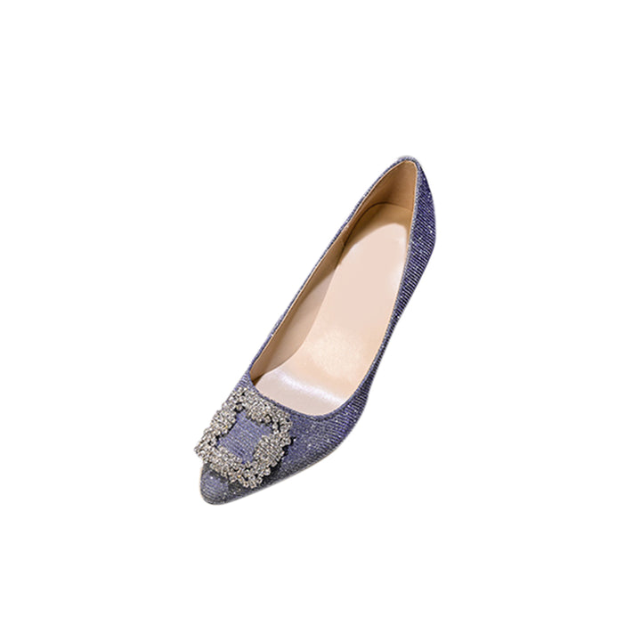 MIRKO Diamante Embellished Cloth Mid Heel Pumps - 6cm