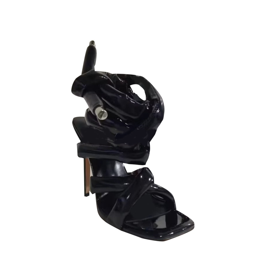 NASRA Lace Up High Heel Sandals