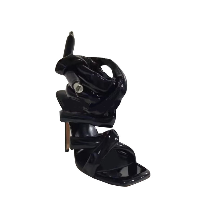 NASRA Lace Up High Heel Sandals
