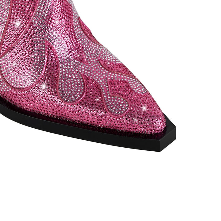 RAIKI Diamante Block Heel Ankle Boots