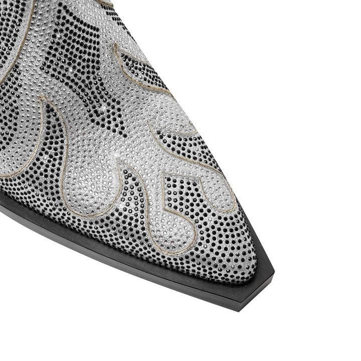 RAIKI Diamante Block Heel Ankle Boots
