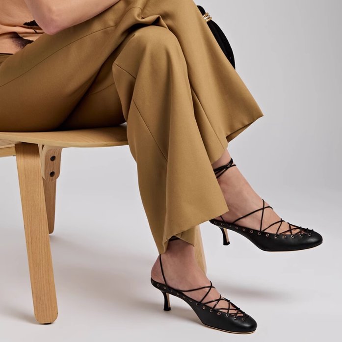 RANUD Lace Up Kitten Heel Sandals