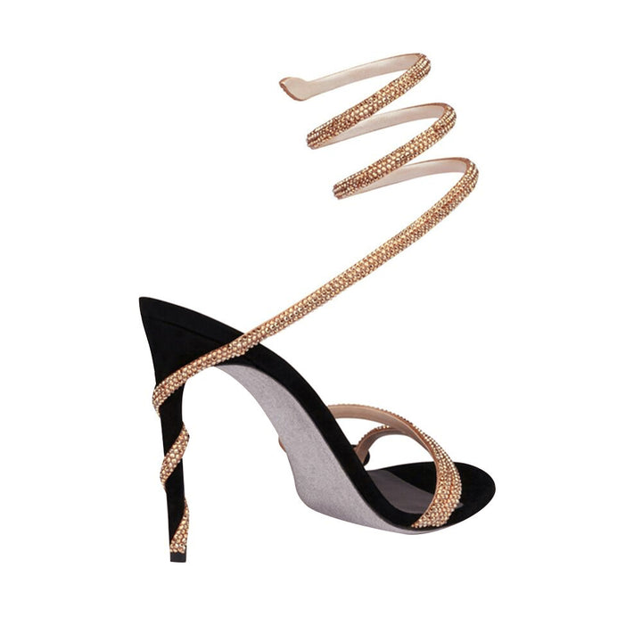 NAVYI Diamante Ankle Wrap High Heel Sandals - 9.5cm