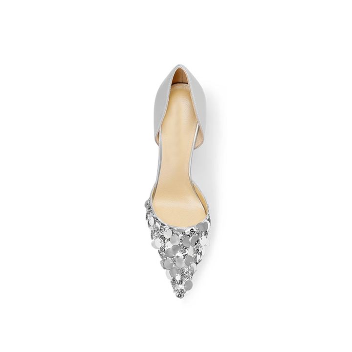 REDOC Sequinned Mid Heel Pumps - 8cm