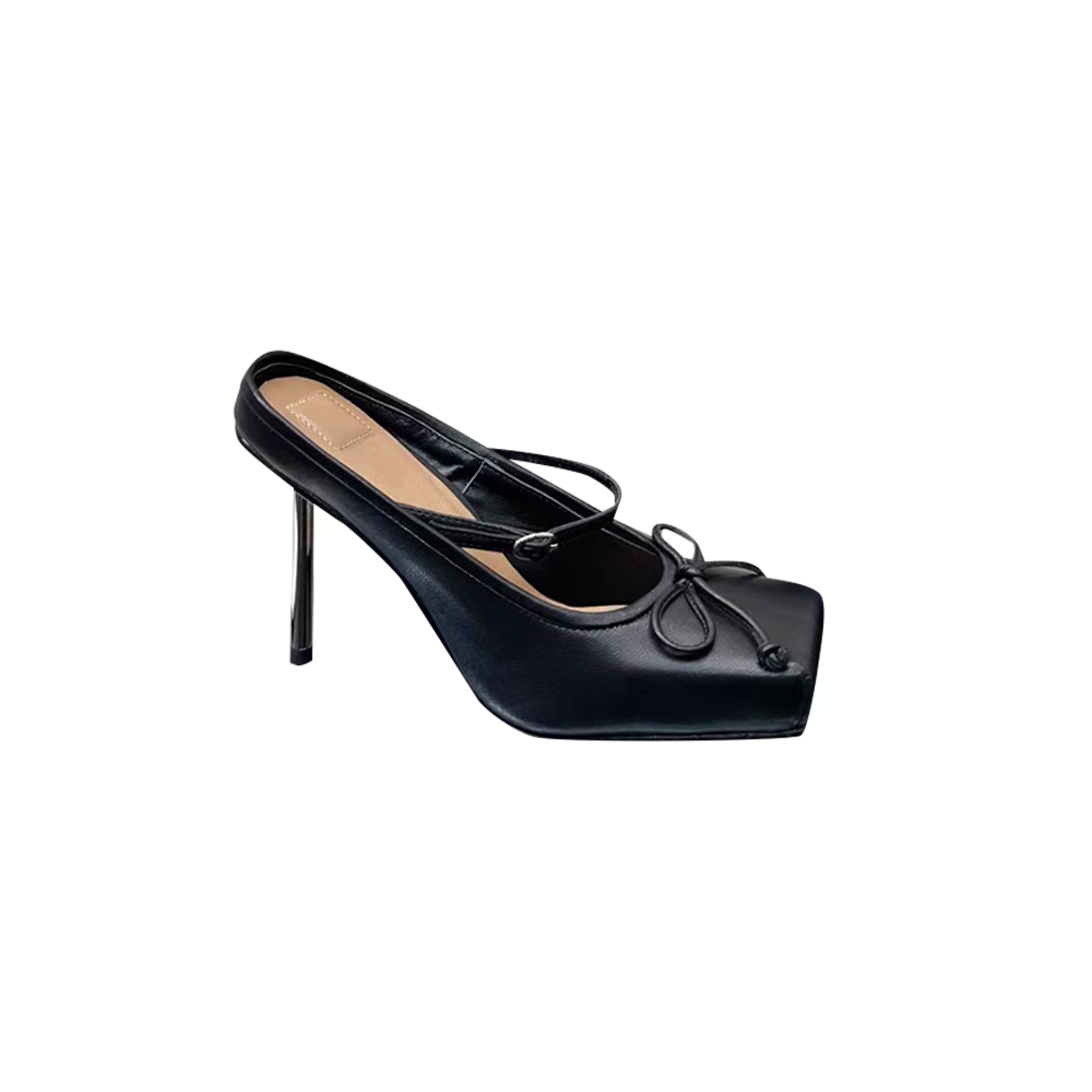 RENIV Bow High Heel Mules Pumps - 10cm