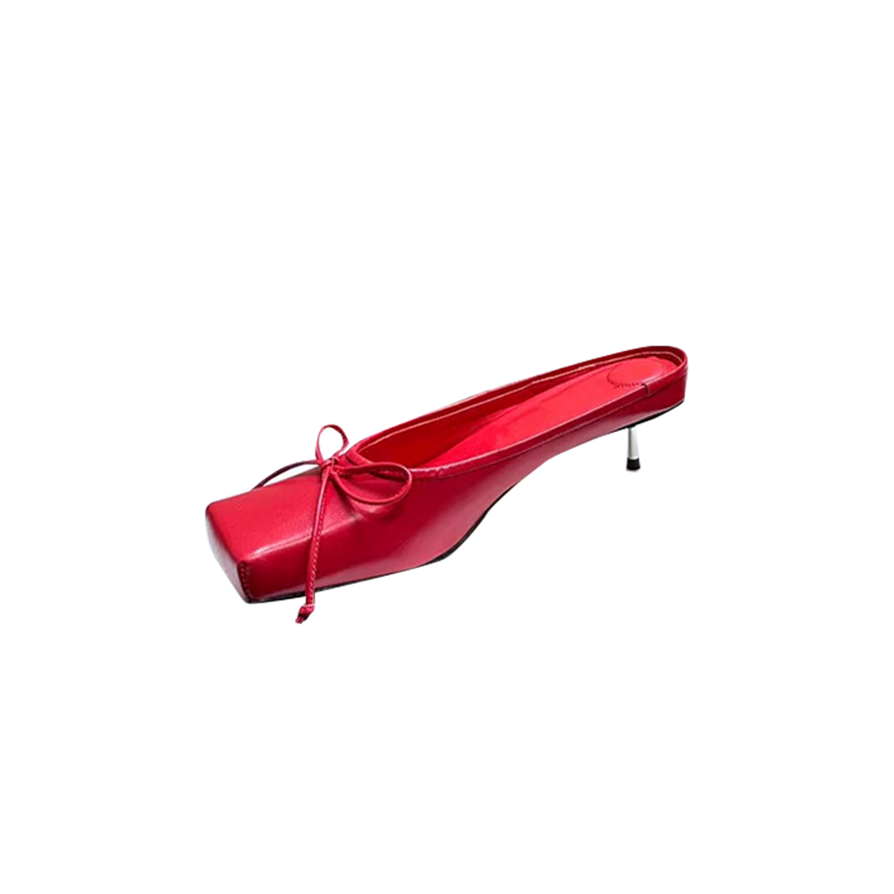 RENIV Bow Mid Heel Mules Pumps - 4.5cm