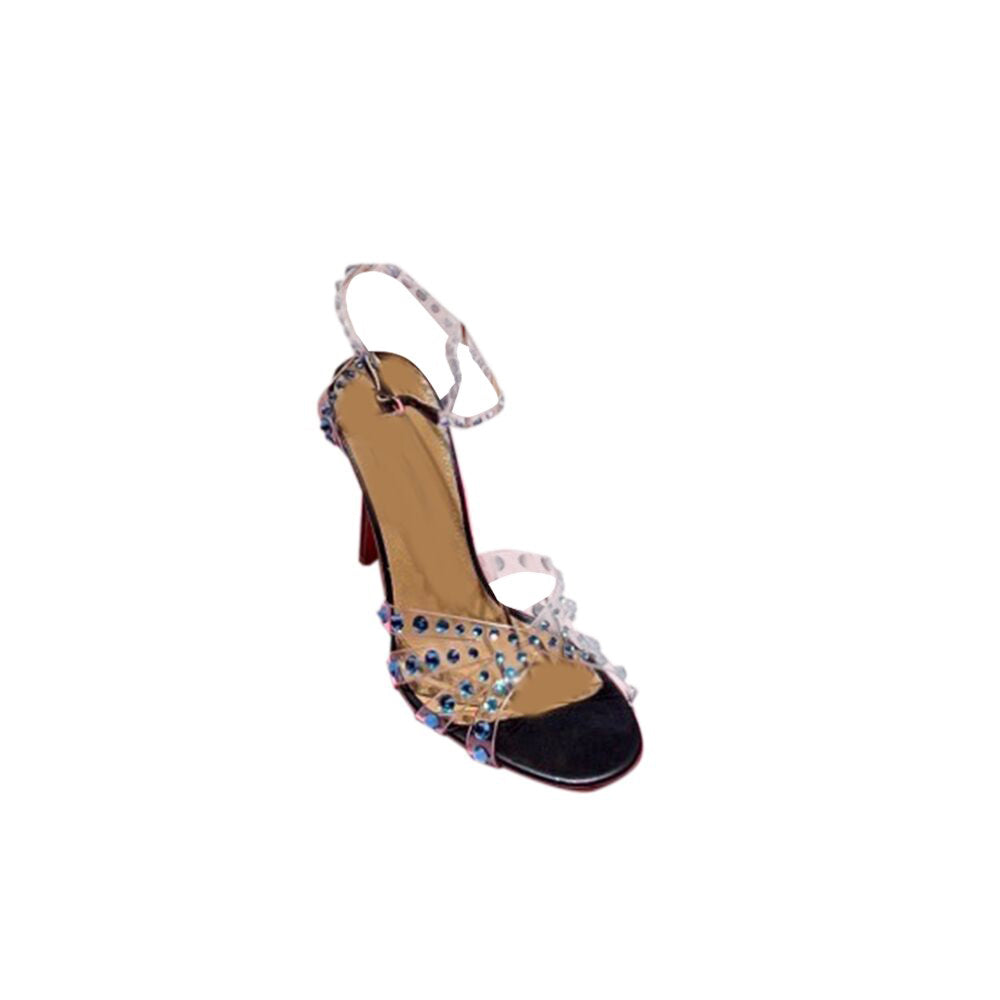RULNA Diamante PVC High Heel Naked Sandals