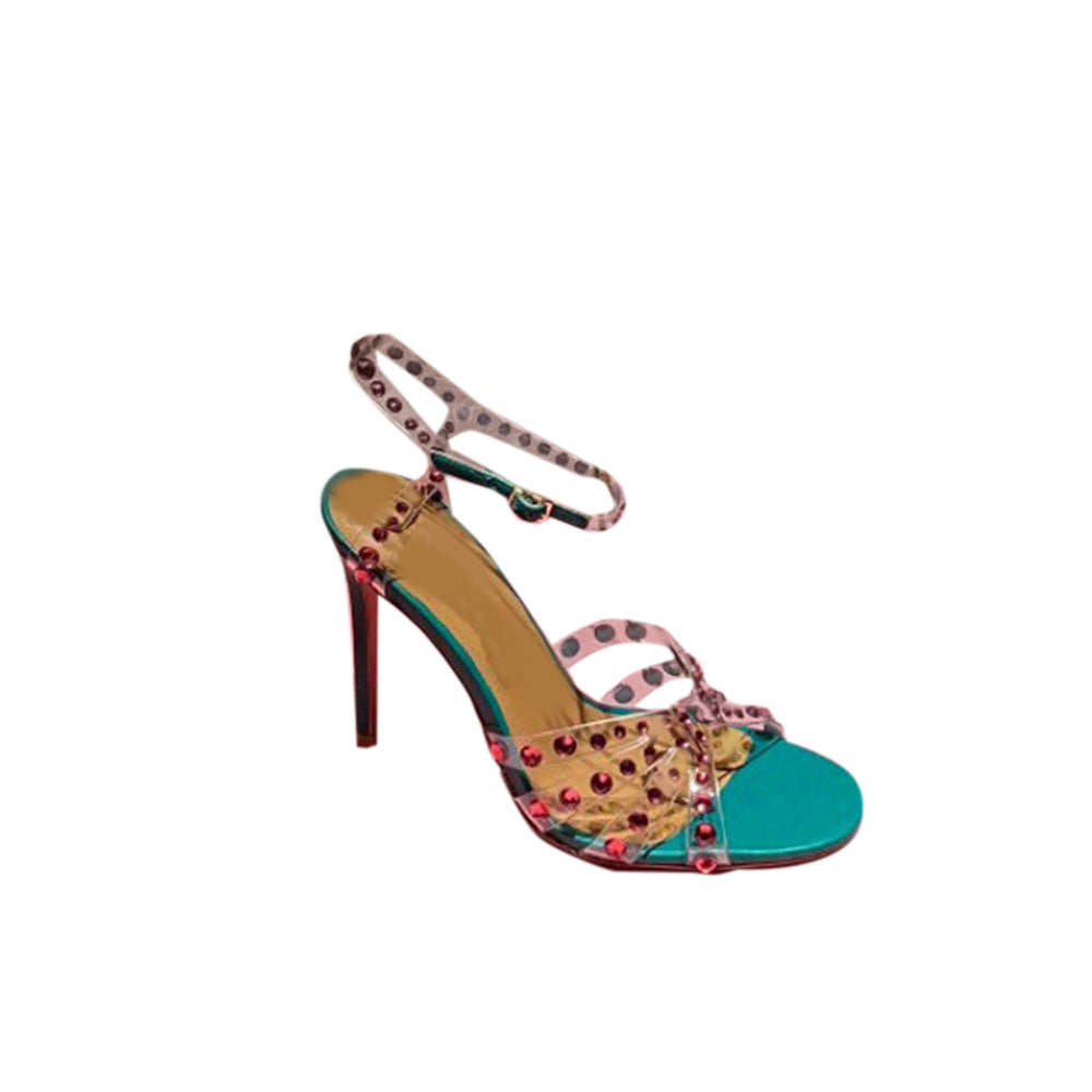 RULNA Diamante PVC High Heel Naked Sandals
