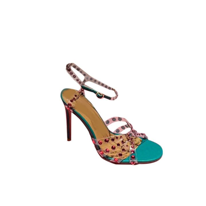 RULNA Diamante PVC High Heel Naked Sandals