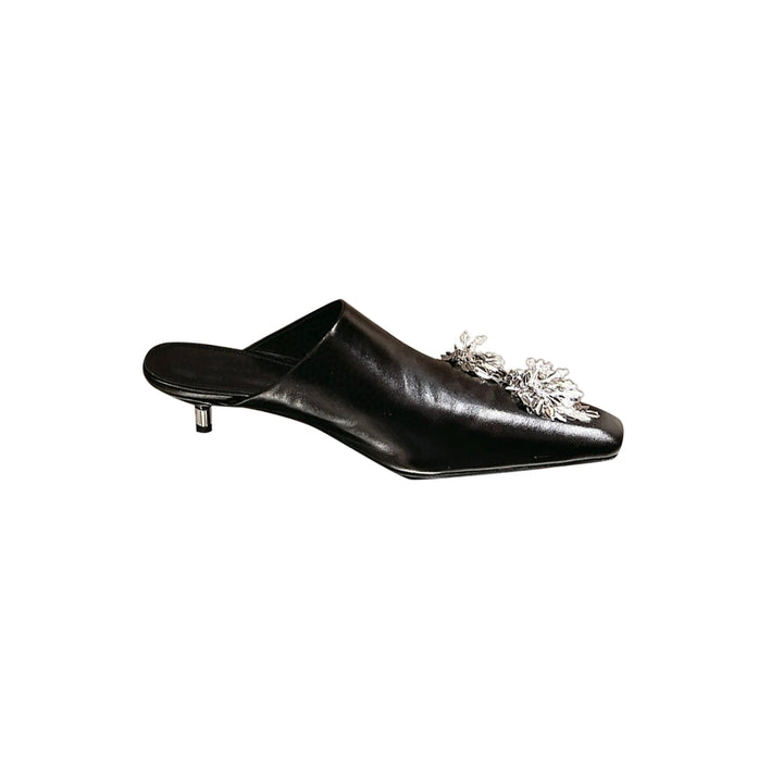 TEOSI Sequinned Kitten Heel Mules Sandals