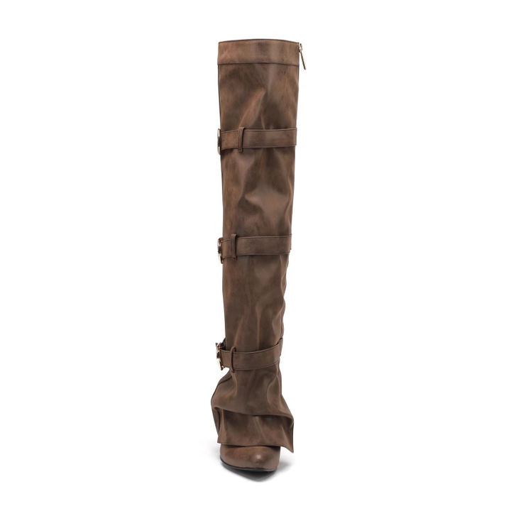 TERUL Buckled Knee High Boots