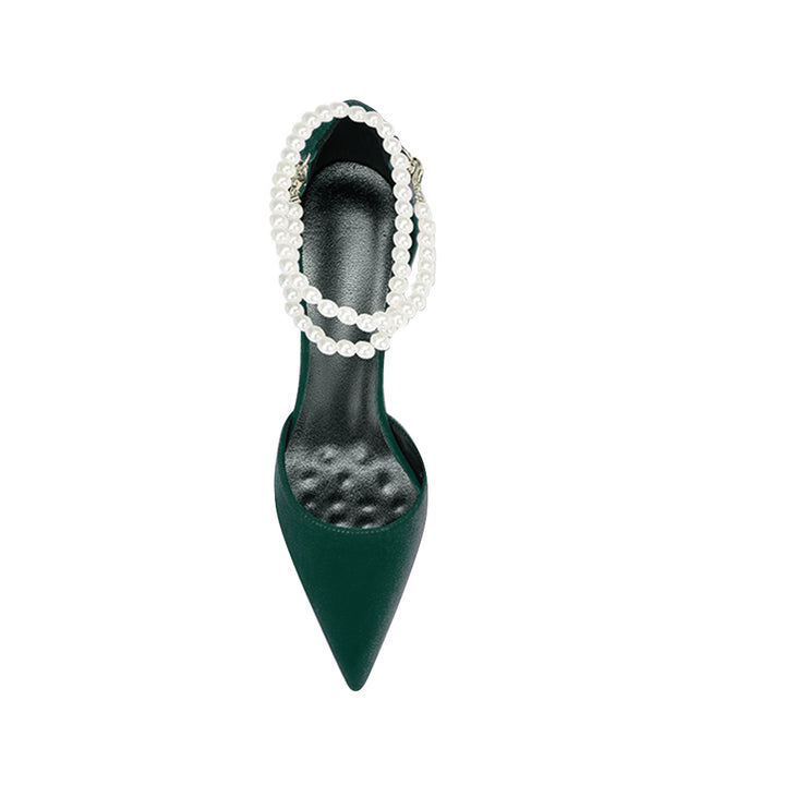 TESSU Pearl Embellished Kitten Heel Sandals
