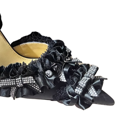 VEFTI Diamante Ruffled High Heel Sandals