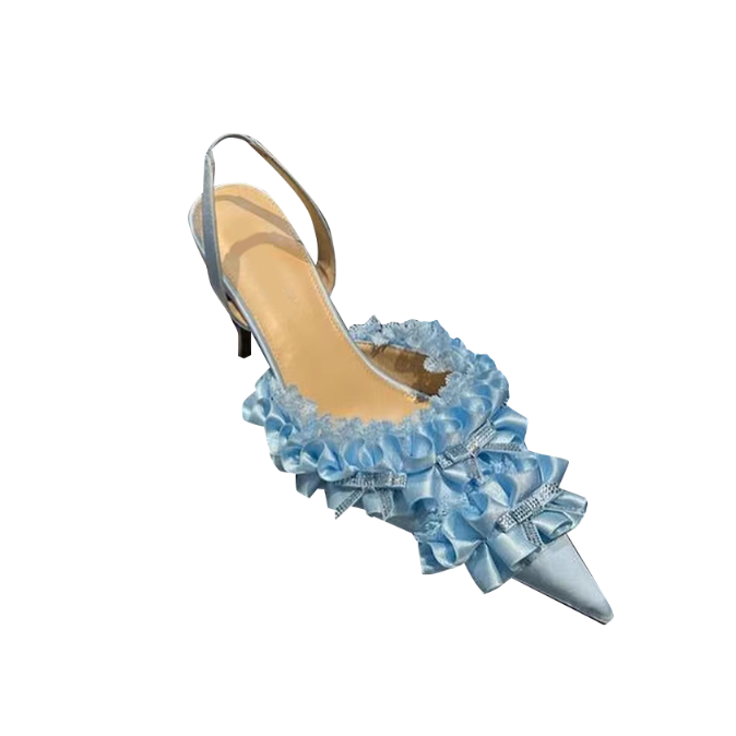 VEFTI Diamante Ruffled High Heel Sandals