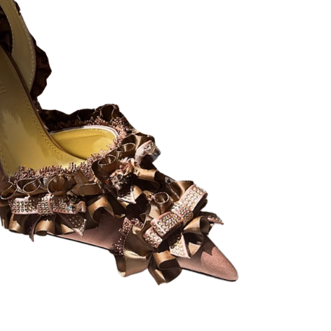 VEFTI Diamante Ruffled High Heel Sandals