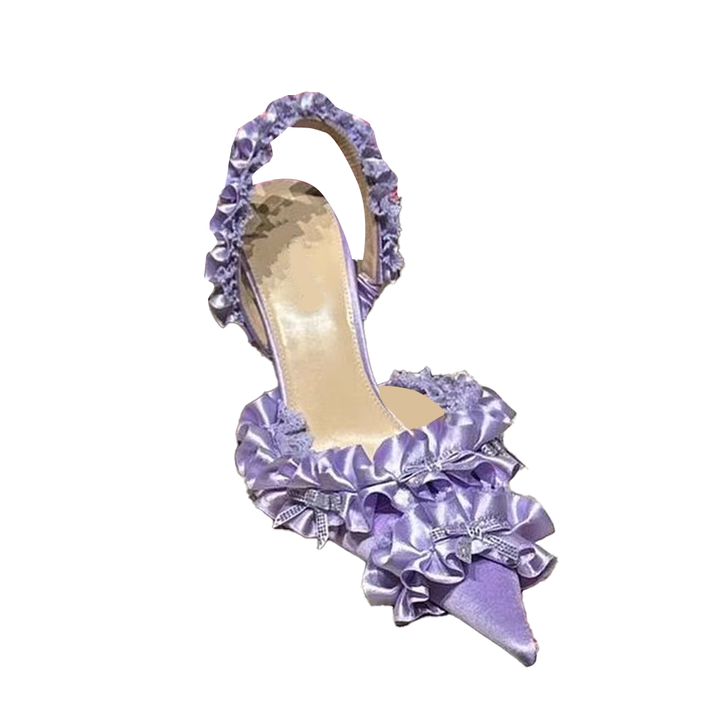 VEFTI Diamante Ruffled High Heel Sandals
