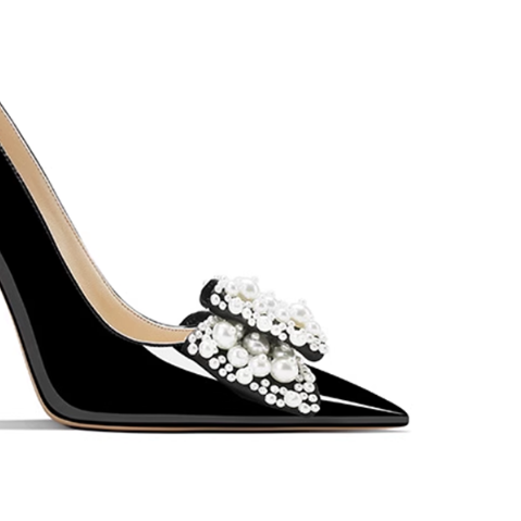 VUNOA Pearl Bow Mid Heel Pumps - 6cm