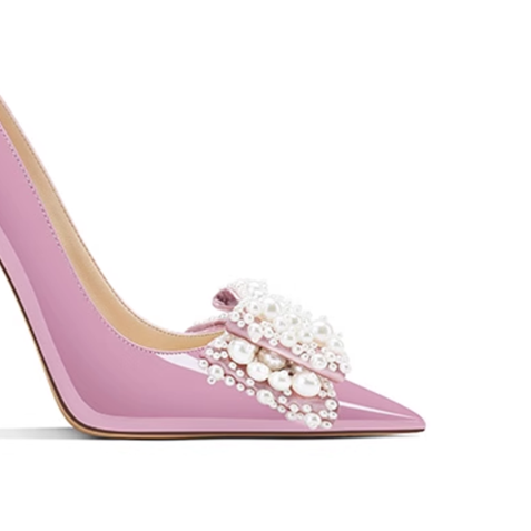 VUNOA Pearl Bow Mid Heel Pumps - 6cm