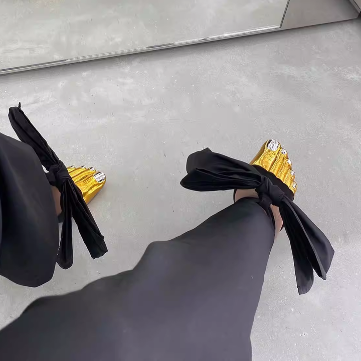 ZACRE Toe Detailed Bow Statement High Heel Sandals