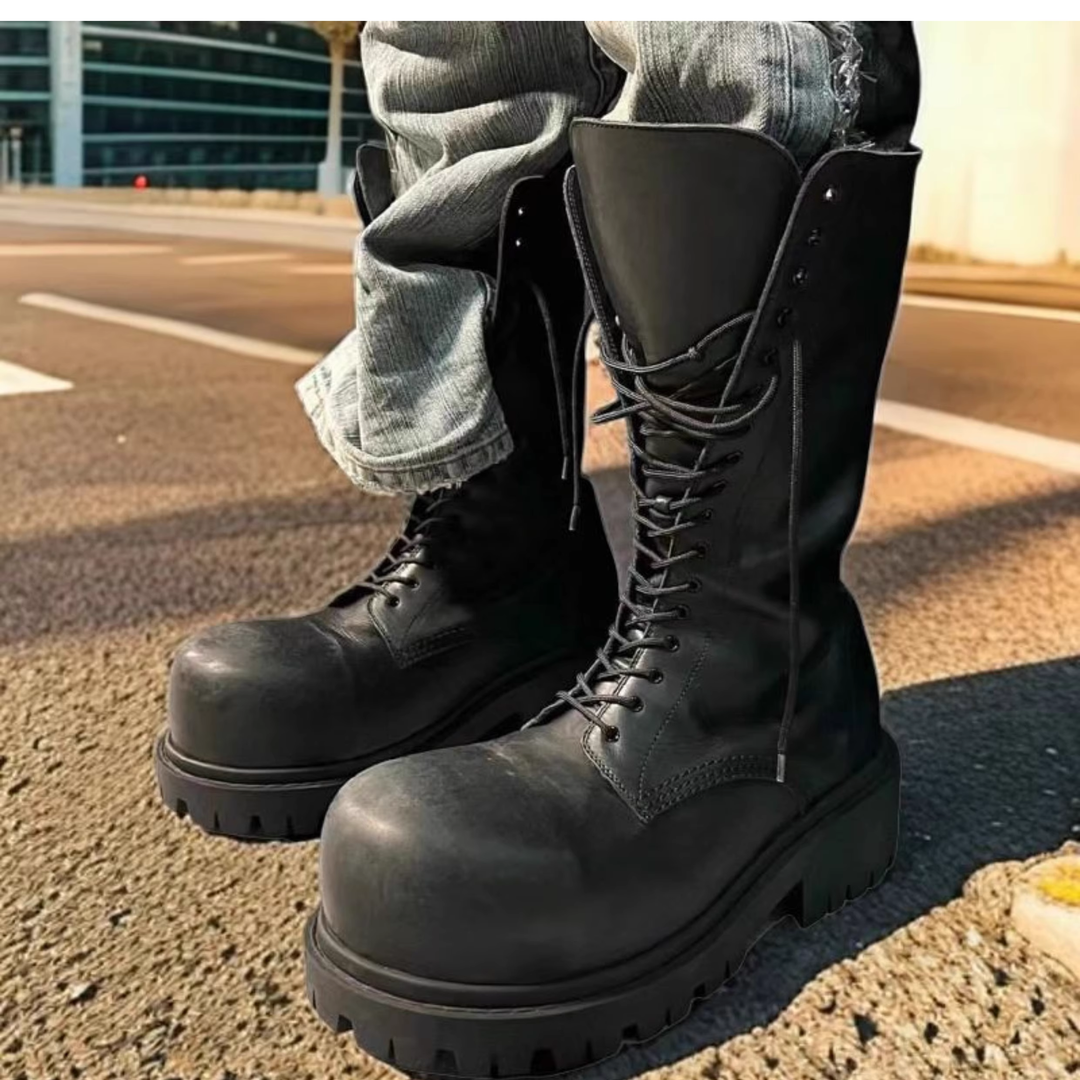 ZEOVT Lace Up Platform Biker Boots