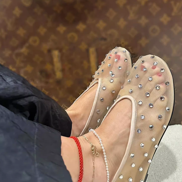 KUREL Diamante Flat Ballet Shoes