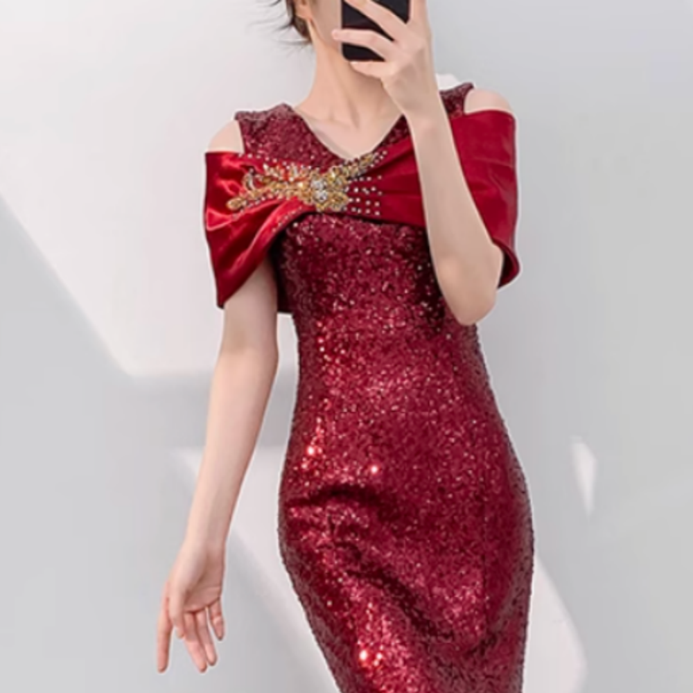 YWLPC Sequin Maxi Evening Dress Gown