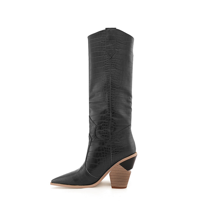 GESA Sculptured Heel Western Cowboy Knee High Boots