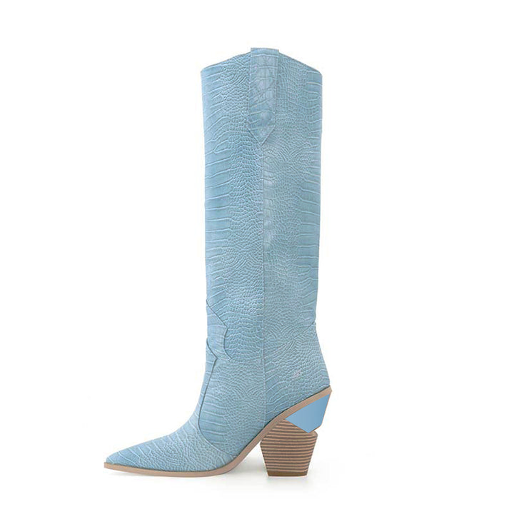 GESA Sculptured Heel Western Cowboy Knee High Boots