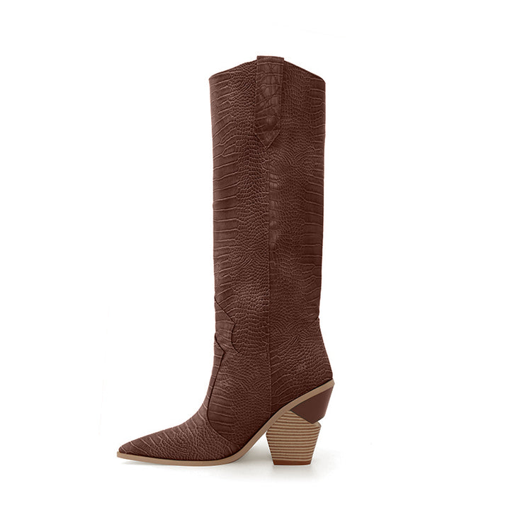 GESA Sculptured Heel Western Cowboy Knee High Boots