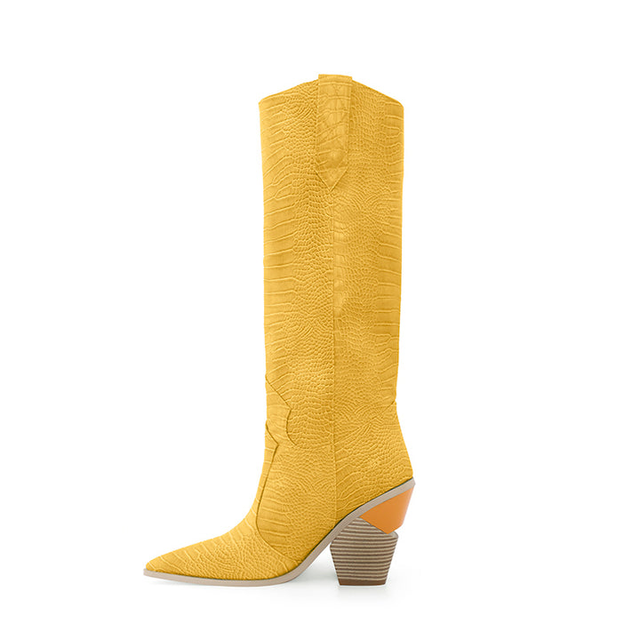 GESA Sculptured Heel Western Cowboy Knee High Boots