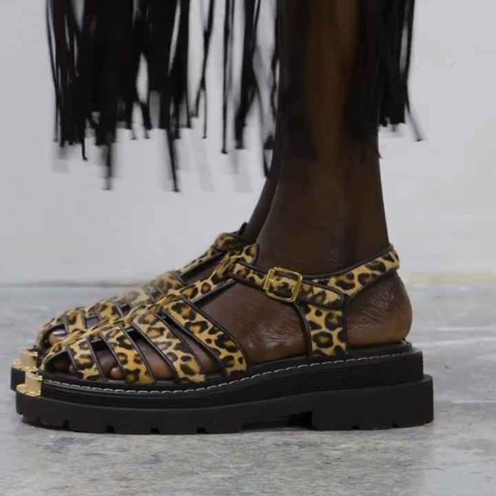 HENRA Leopard Studded Platform Sandals