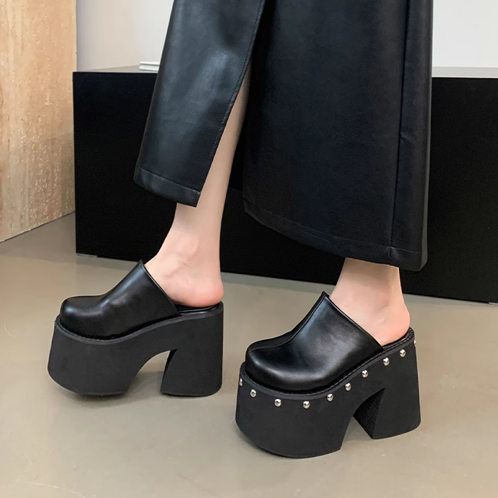 JOHTA Studded Platform Mules Sandals