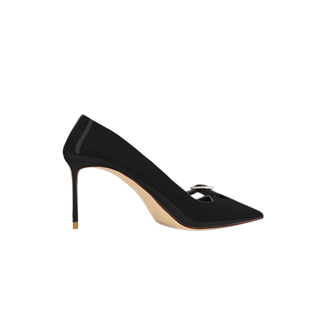 KERVA Diamante Buckled Mid Heel Pumps - 6cm