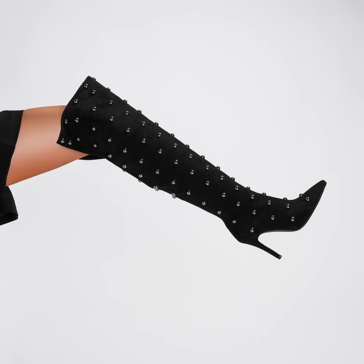 KONEU Studded High Heel Over The Knee Boots
